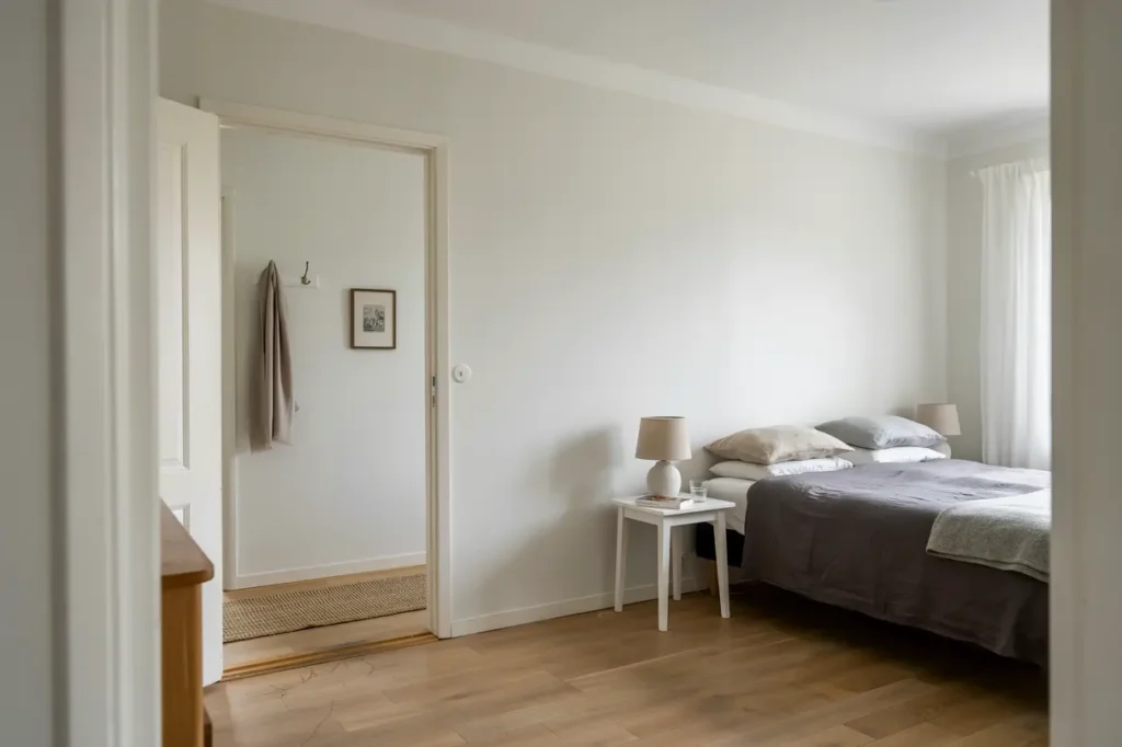 m lning av sovrum och hall i bostadsr tt i h kar ngen